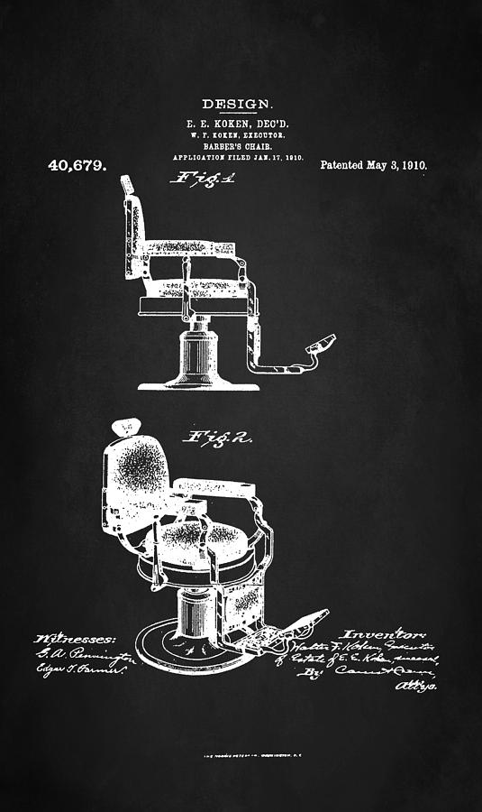 Barbers Chair Patent 1910 Digital Art by Patricia Lintner