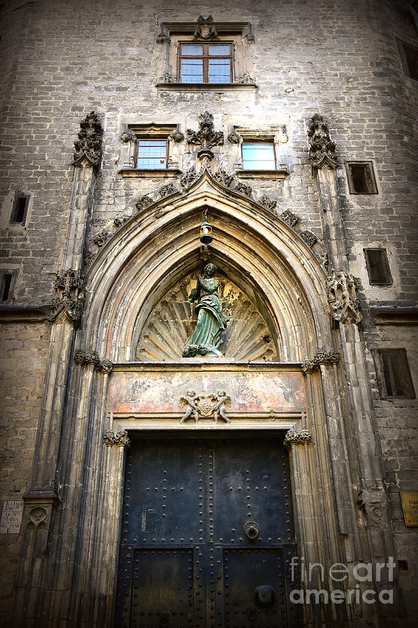 Barcelona Gothic Church Door  Photograph by Carol Groenen