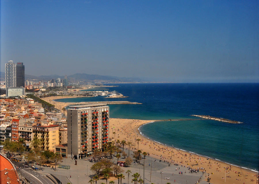 Barcelona Seashore from the air Photograph by Diane Lent