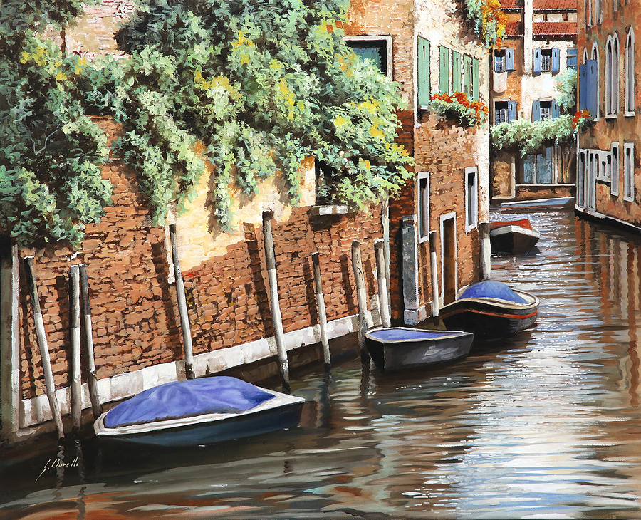 Landscape Painting - Barche A Venezia by Guido Borelli