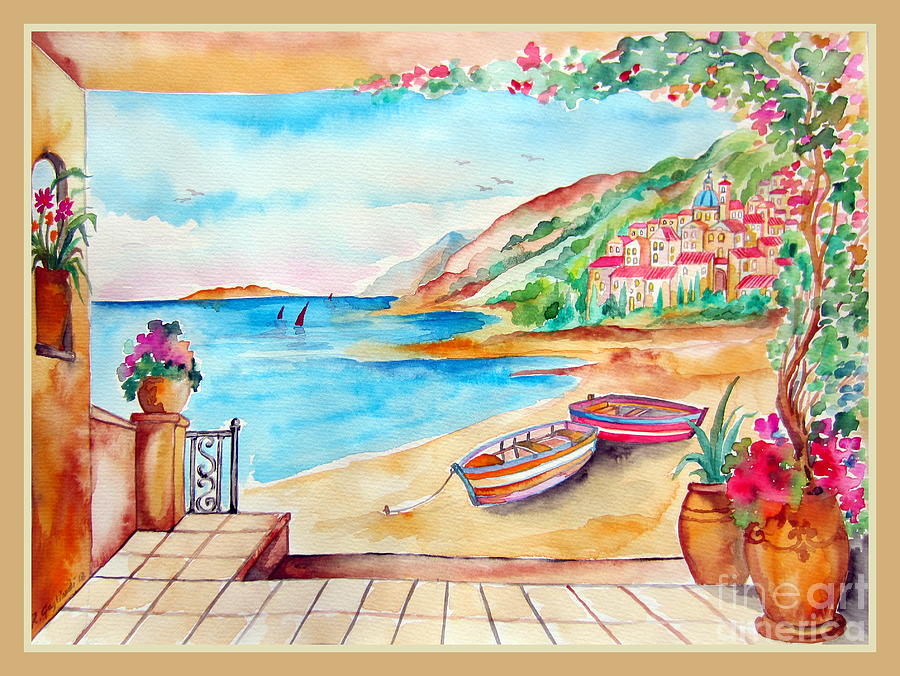 Barche sulla spiaggia Painting by Roberto Gagliardi