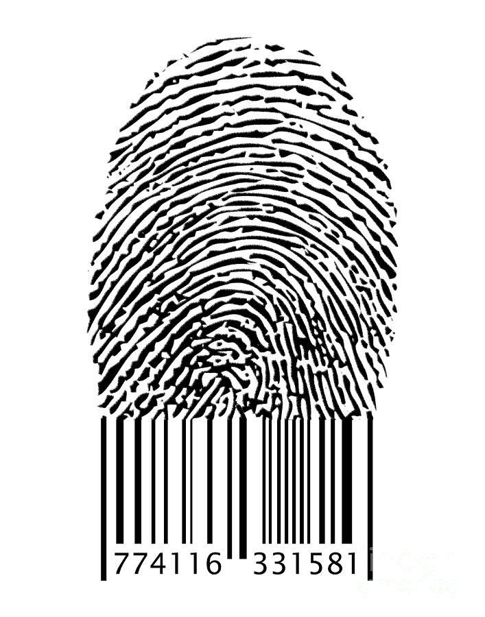 Barcode Under Fingerprint Photograph by Mike Agliolo