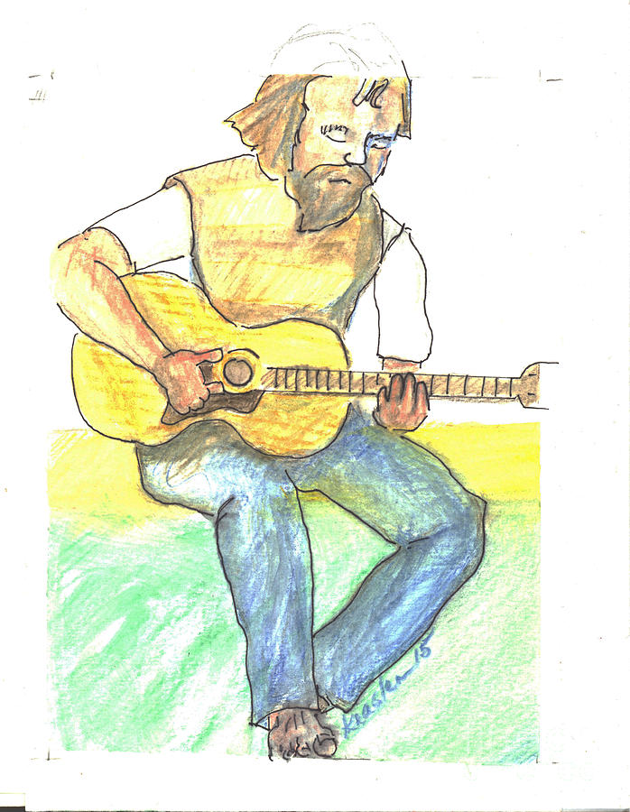 Music Painting - Bard Hall Guitarist by John Keasler