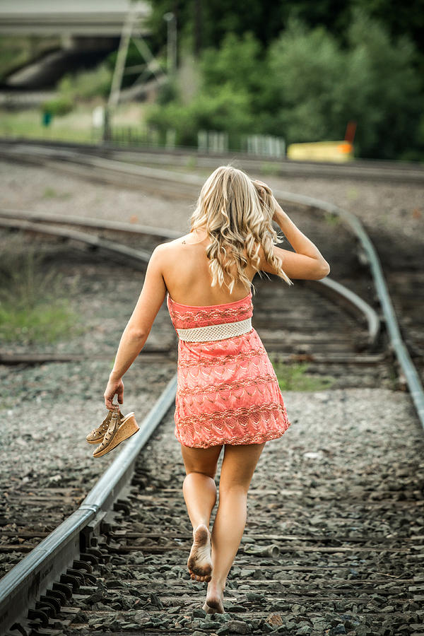 Bare Feet And Railroad Tracks Photograph by Toni Thomas