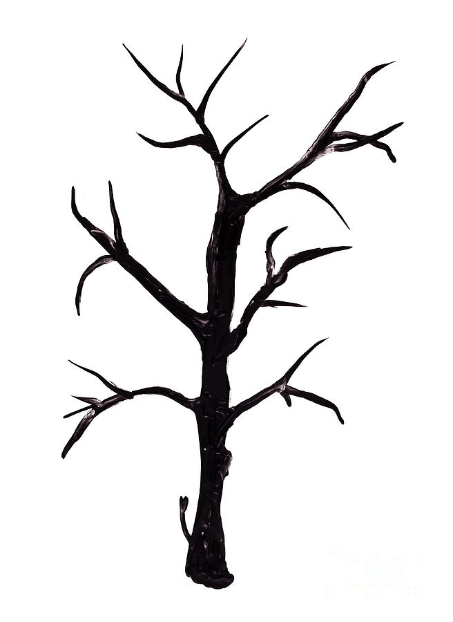 Bare tree painting isolated Painting by Simon Bratt