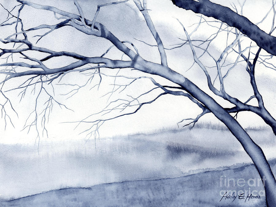Watercolor Painting - Bare Trees by Hailey E Herrera