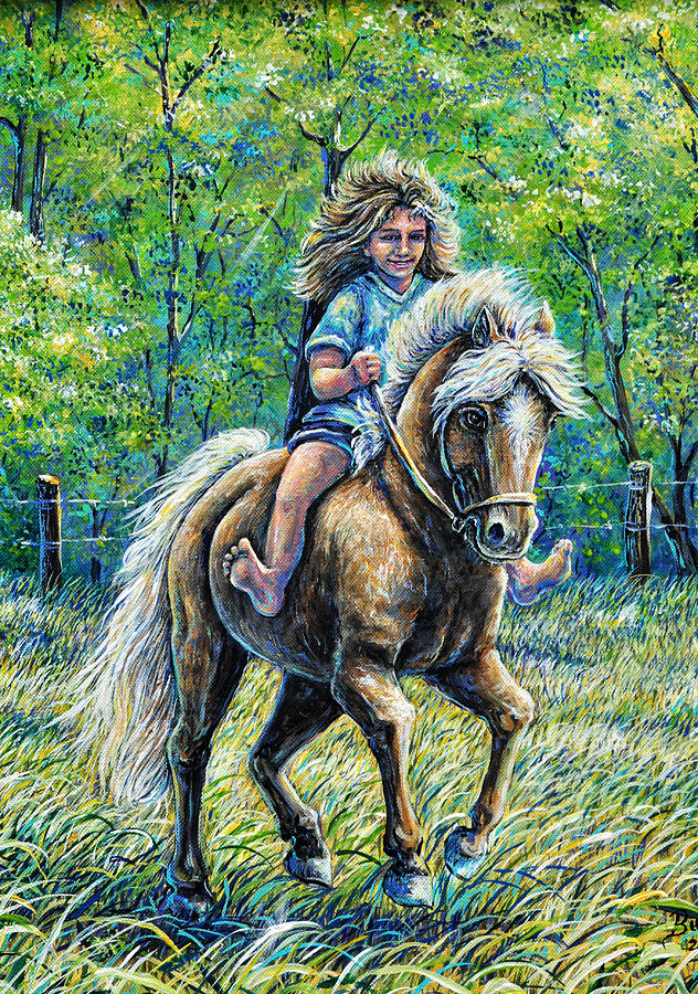 Horse Painting - Barefoot Rider by Gail Butler