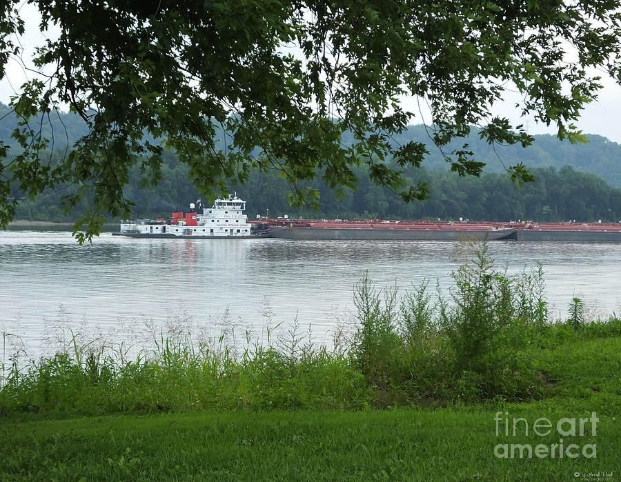 Barge on the Ohio at Ghent Ky Photograph by Lizi Beard-Ward