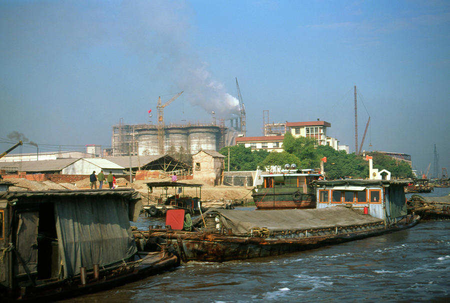 Barges On Shanghai Grand Canal Photograph by Tony Craddock/science Photo Library