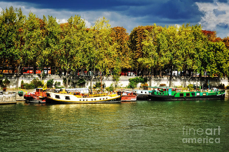 Paris Photograph - Barges on the Seine by Mary Machare