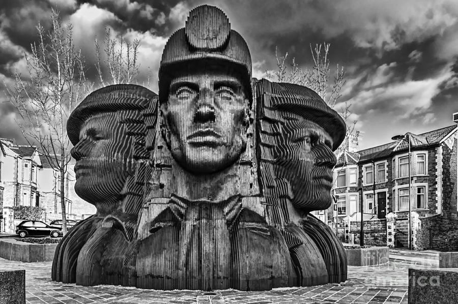 Bargoed Miners 2 Mono Photograph by Steve Purnell