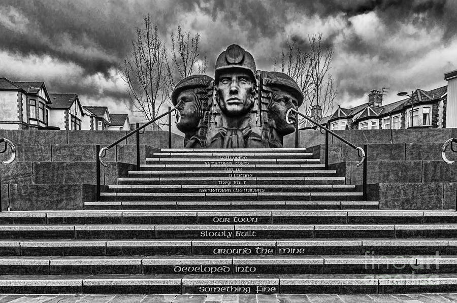 Bargoed Miners Mono Photograph by Steve Purnell