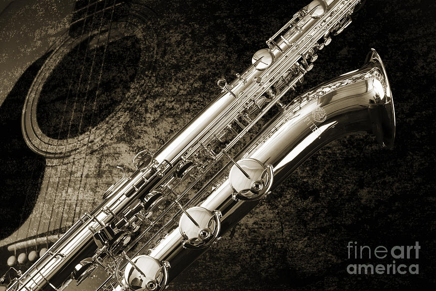 Baritone Saxophone Photograph Picture in Sepia 3462.01 Photograph by M K Miller