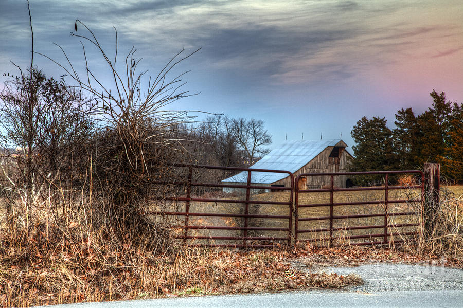 Winter Photograph - Barn and a Gate by Larry Braun