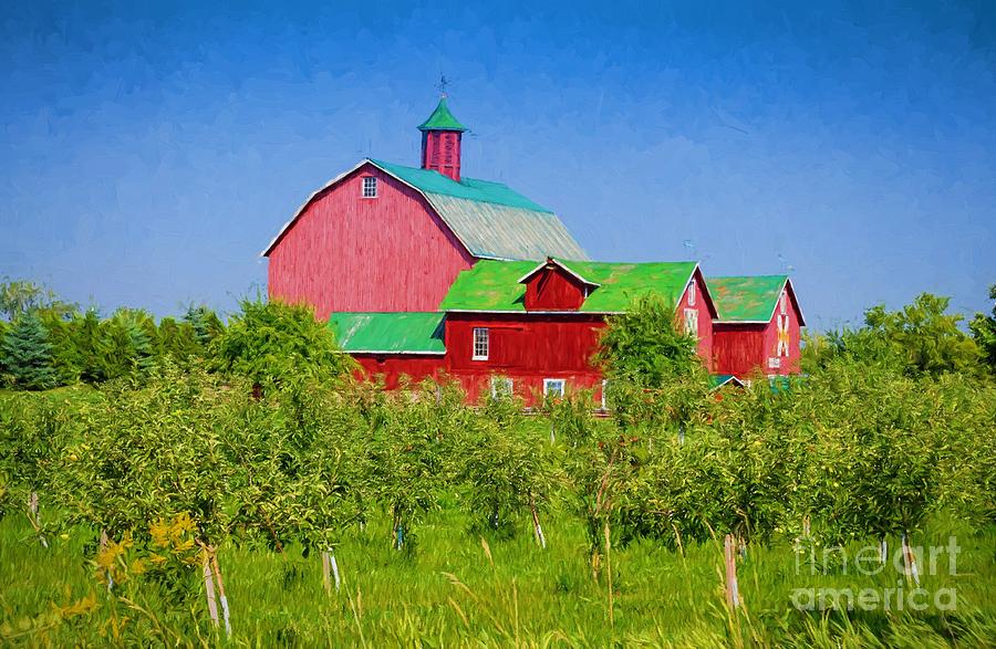 Barn and apple orchard Photograph by Les Palenik