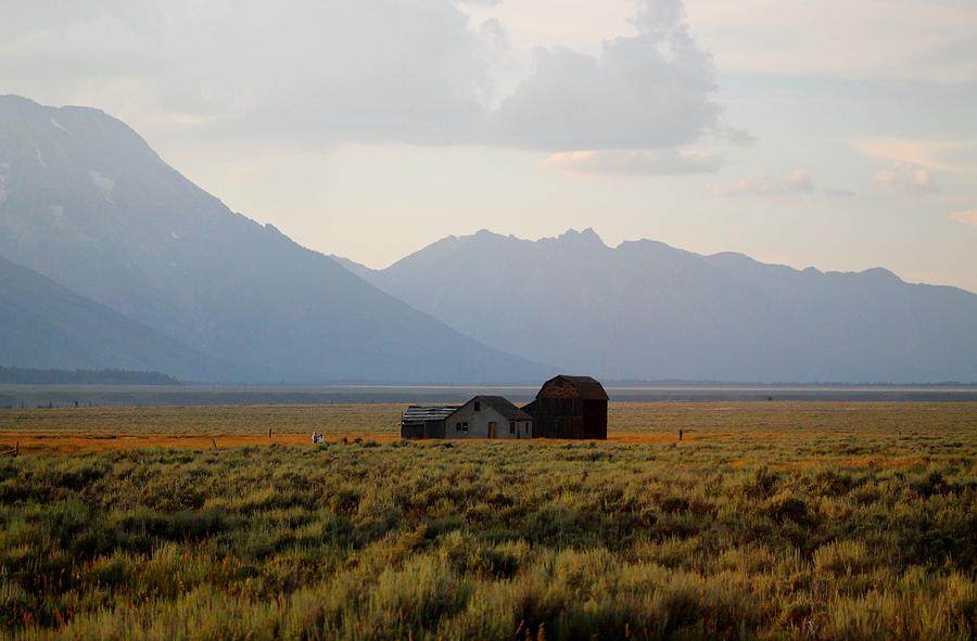 Barn and mountains Photograph by Catie Canetti