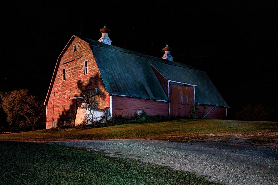 Barn at night Photograph by David Matthews