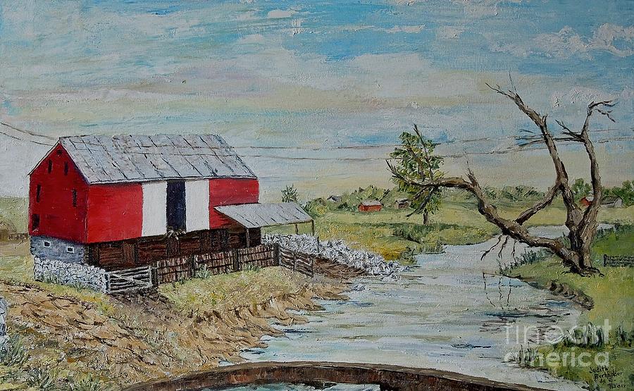 Barn Beside Cooks Creek 2 - Sold Painting by Judith Espinoza