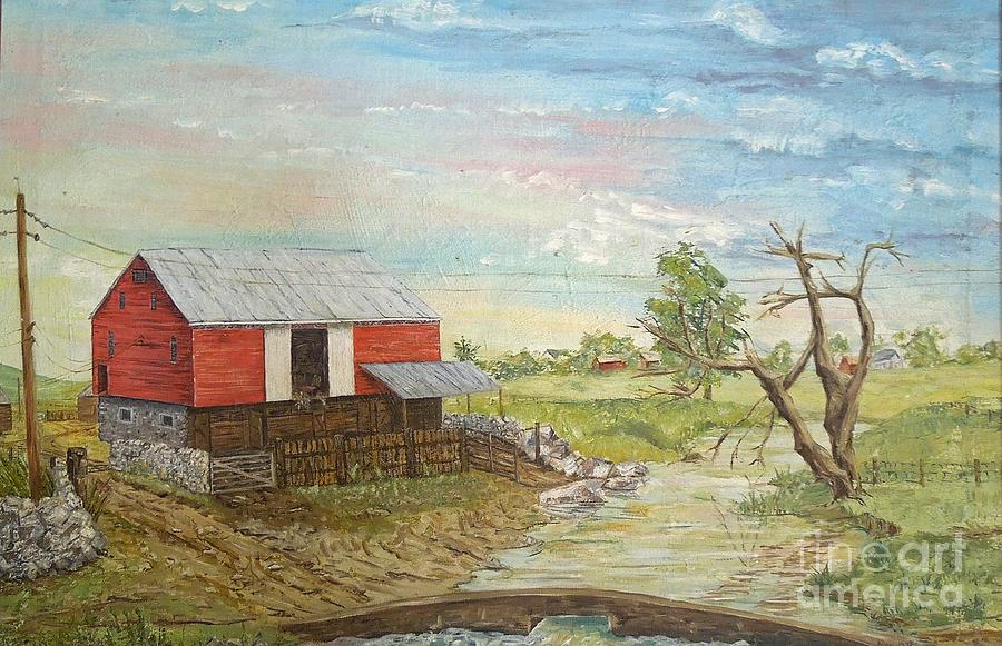 Barn Beside Cooks Creek Painting by Judith Espinoza