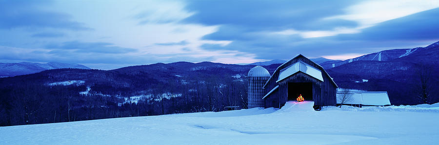 Barn In A Snow Covered Field, Vermont #1 Photograph by Panoramic Images