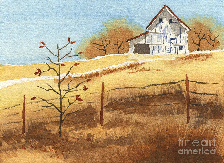Barn in Autumn Painting by Beverly Claire Kaiya