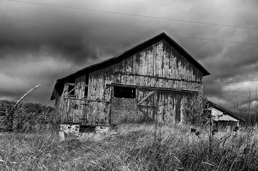 Michigan Barn in Black and White Photograph by Gary OBoyle