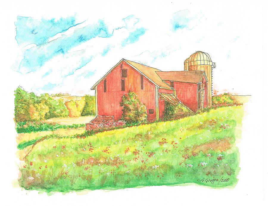 Barn in Cornfield, Wisconsin Painting by Carlos G Groppa