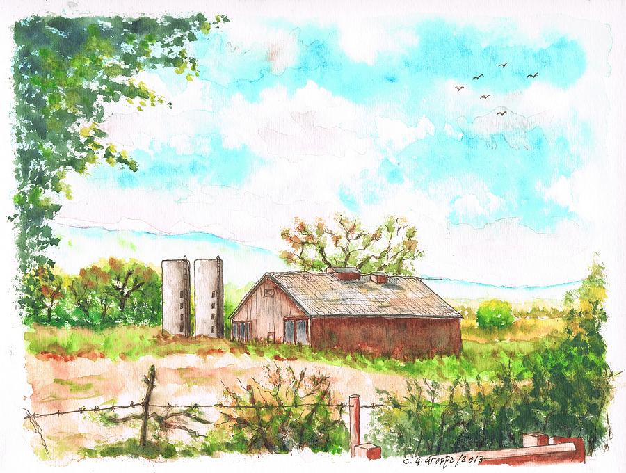Barn in Highway 6 - Bishop - California Painting by Carlos G Groppa