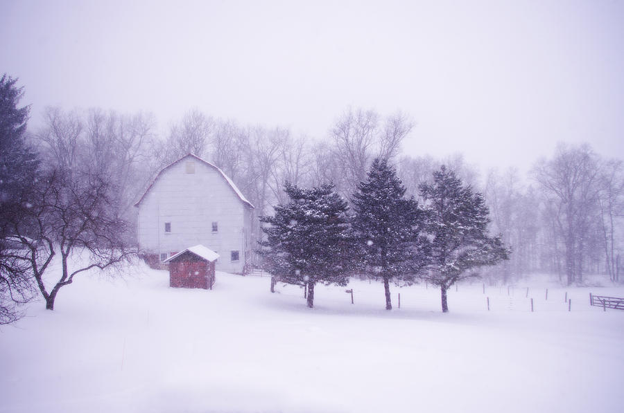 Barn In Snow Photograph