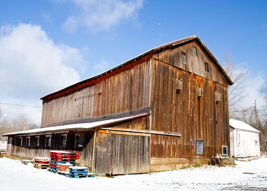 Farm Photograph - Barn in Snow by Tim Fitzwater