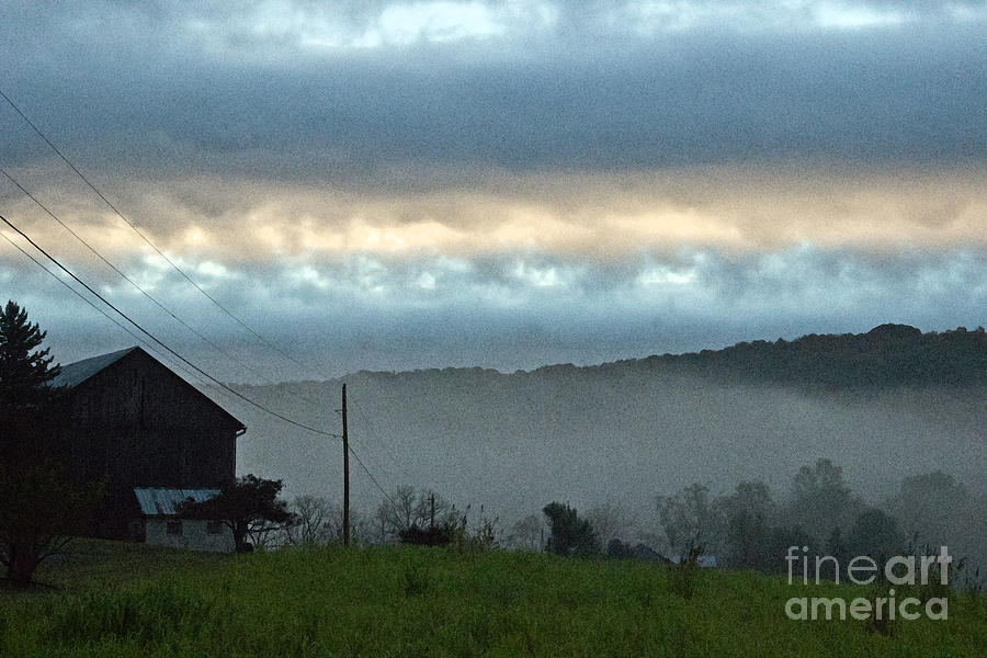 Vintage Photograph - Barn in the Mist by Tom Gari Gallery-Three-Photography