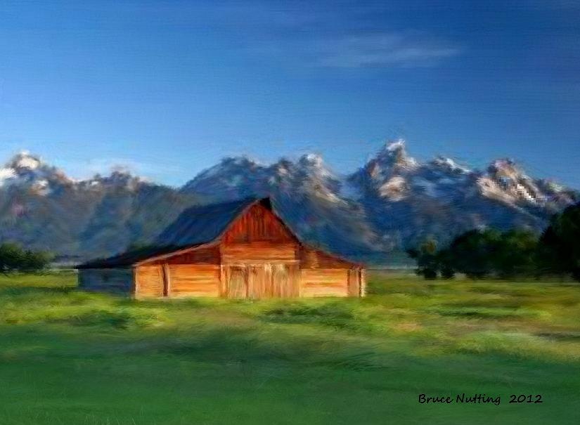 Barn in the Mountains Painting by Bruce Nutting