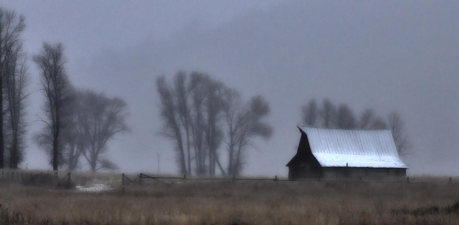 Winter Photograph - Barn in the Myst by James Johannessen