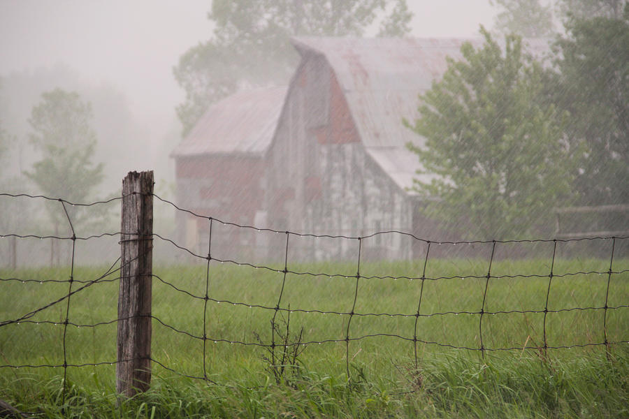 Barn in the Rain Photograph by Jim Vance