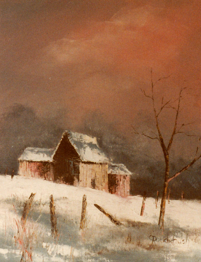 Winter Painting - Barn in Winter by Cynthia Roudebush