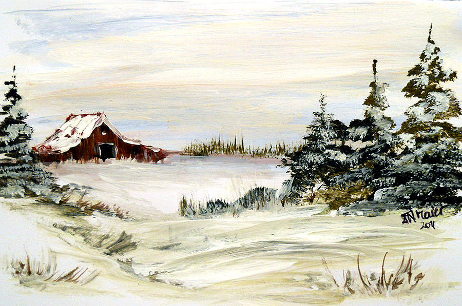 Barn in Winter Painting by Dorothy Maier