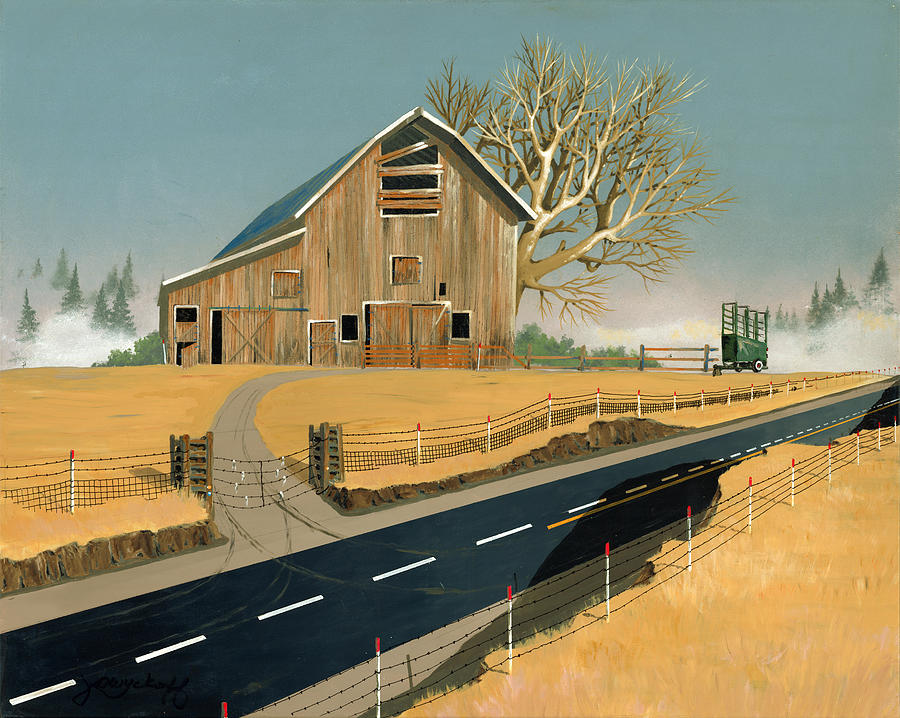 Barn Painting - Barn by John Wyckoff
