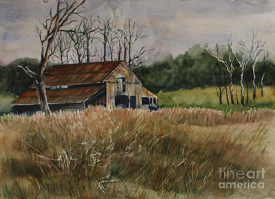 Rural Scene Painting - Barn Off the Road by Janet Felts