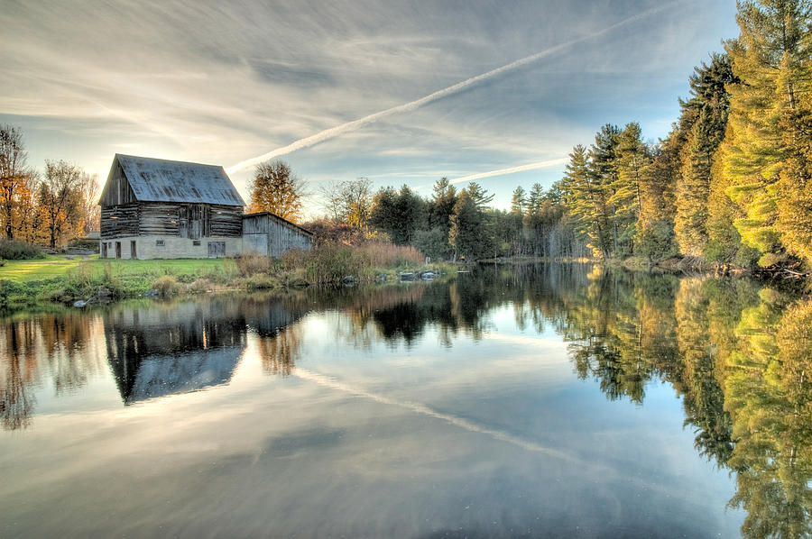 Fall Photograph - Barn on Mill Pond along Waba Creek by Rob Huntley