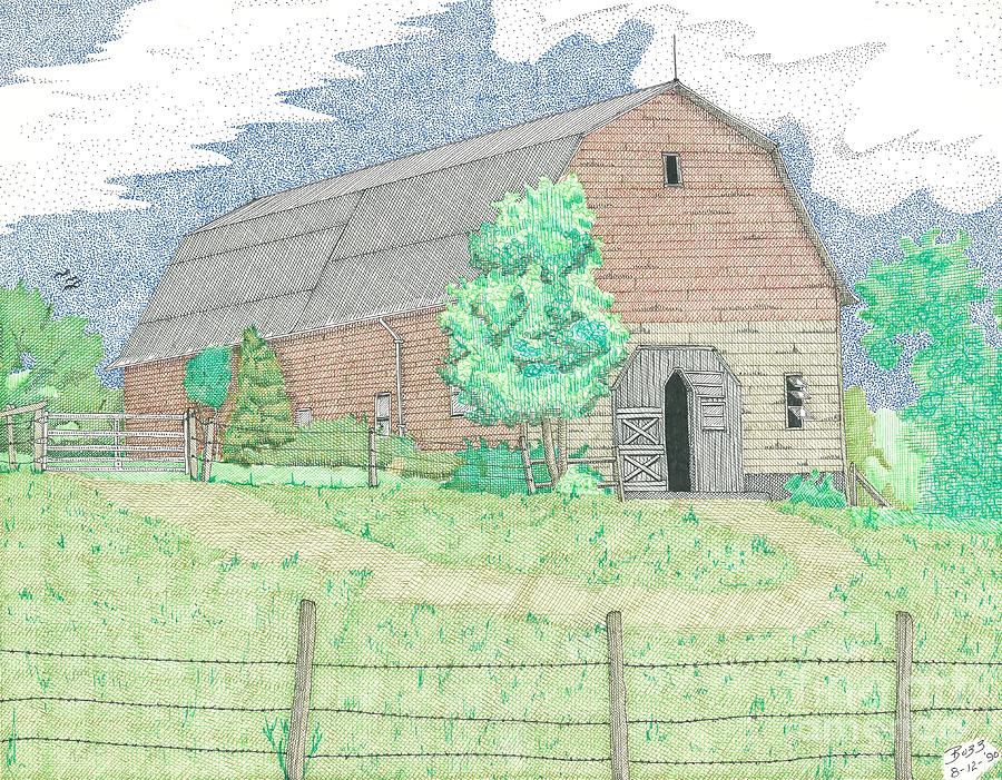 Barn Drawing - Barn on the Hill by Calvert Koerber