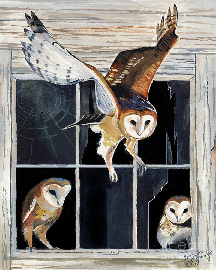 Barn Owl Family Painting by Suzanne Schaefer