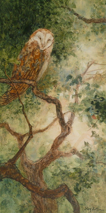 Owl Painting - Barn Owl by Floy Zittin