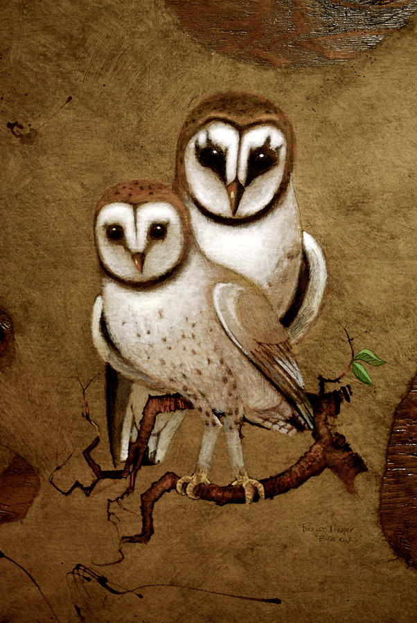 Barn Owls Painting by Richard Hinger
