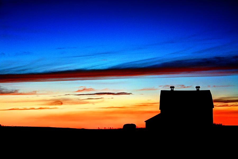 Cabin Photograph - Barn sunset by David Matthews