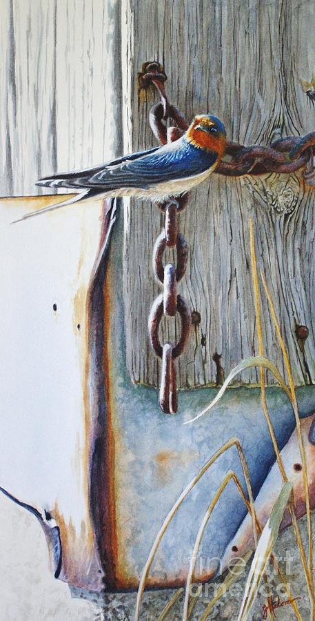Barn Swallow Painting by Greg and Linda Halom