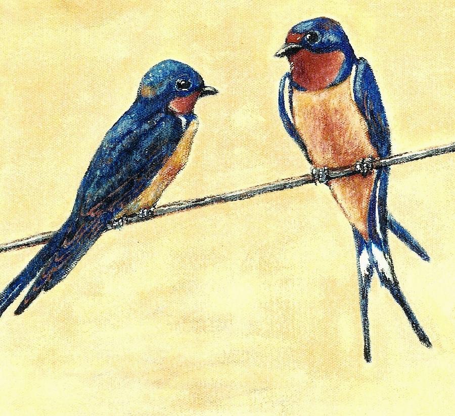 Barn-Swallow Pair Painting by VLee Watson