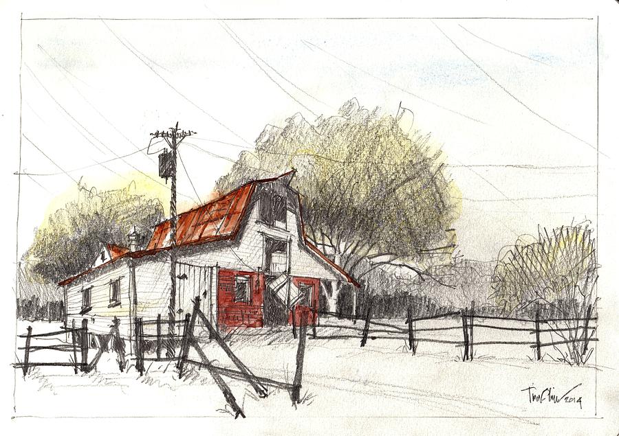 Barn Value Study Painting by Tim Oliver