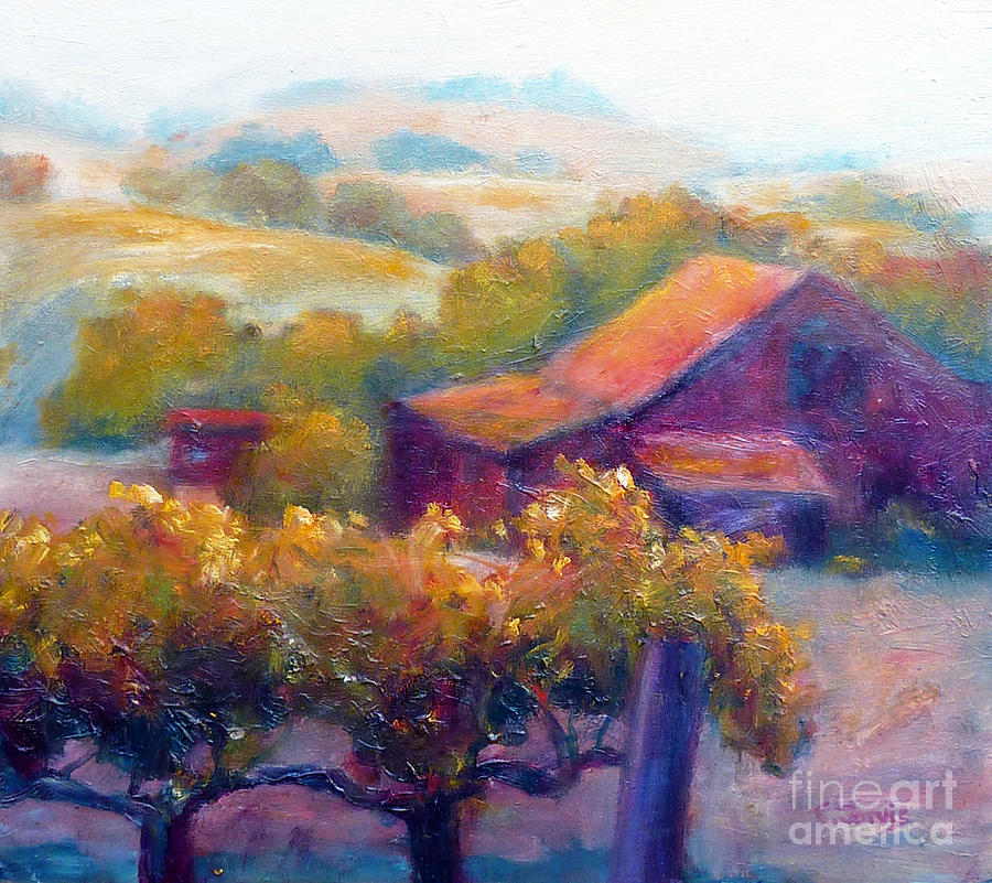 Barn Vineyard Painting By Carolyn Jarvis