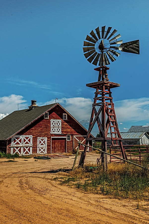Barn Photograph - Barn with Windmill by Paul Freidlund