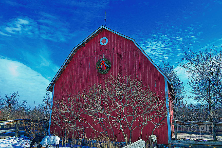 Barn with Wreath Photograph by David Arment